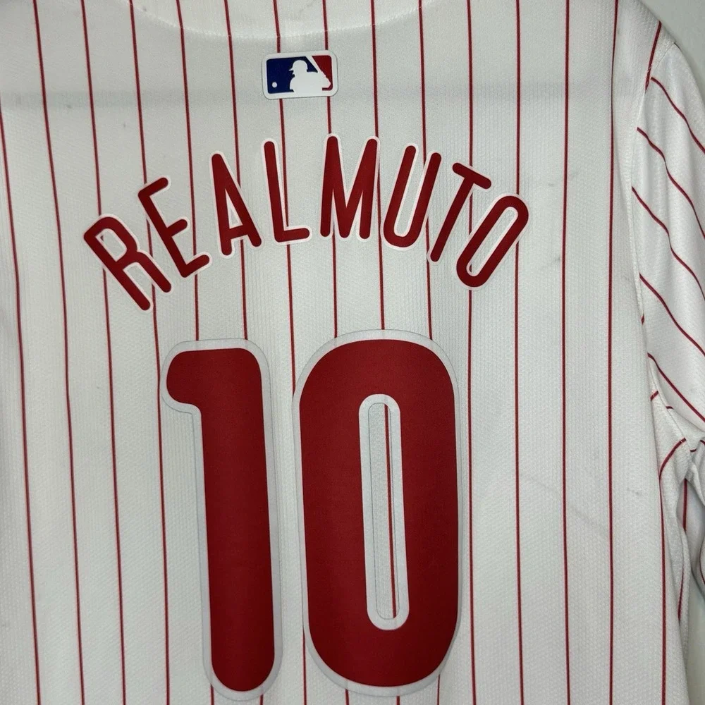 JT Realmuto White Phillies Men's Stitched Jersey Large -Issues